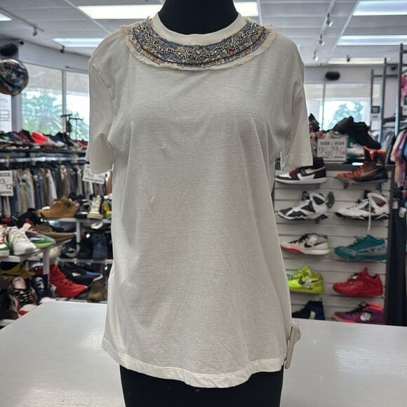 Prada Cream Top with Embellished Neckline - Picture 11 of 14